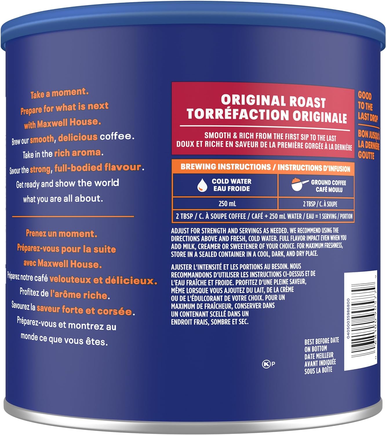 麦斯威尔中度原味烘焙咖啡粉,864克罐装