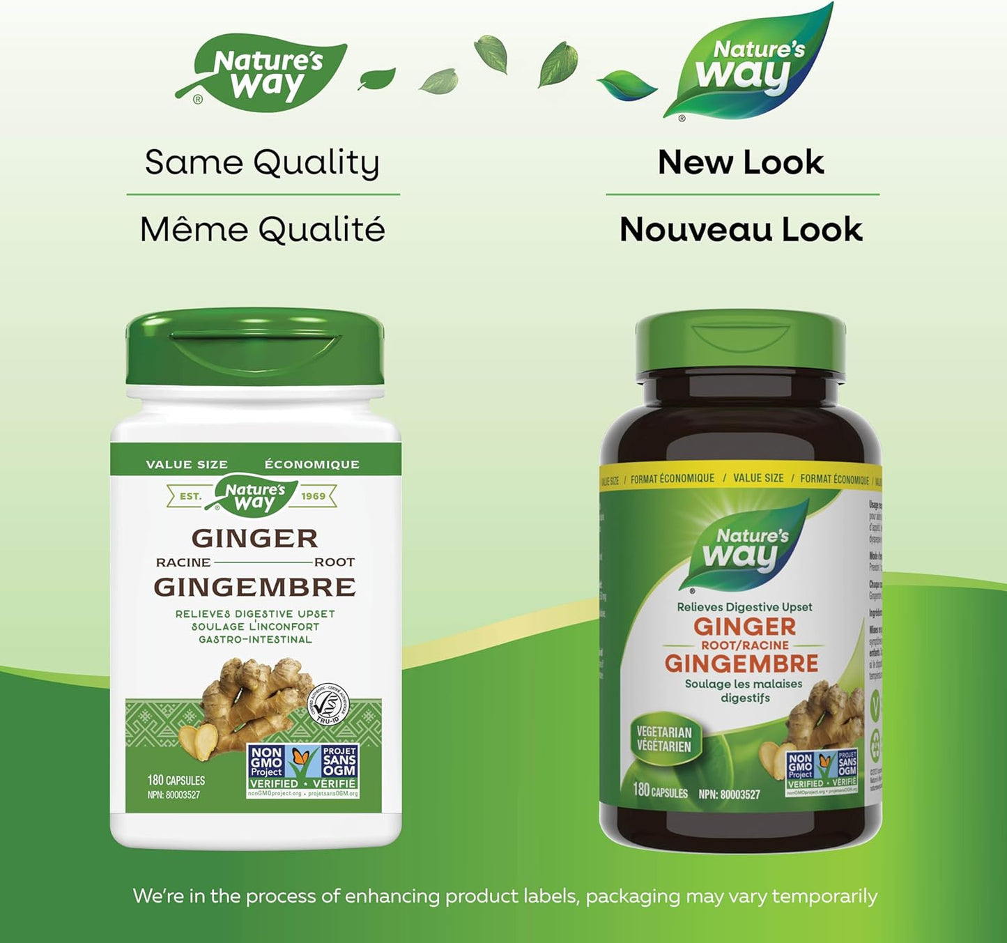 Nature's Way 薑根 – 傳統消化支持補充劑 – 用於草藥,幫助緩解消化不良 – 非基因改造 – 180 粒素食膠囊,超值裝