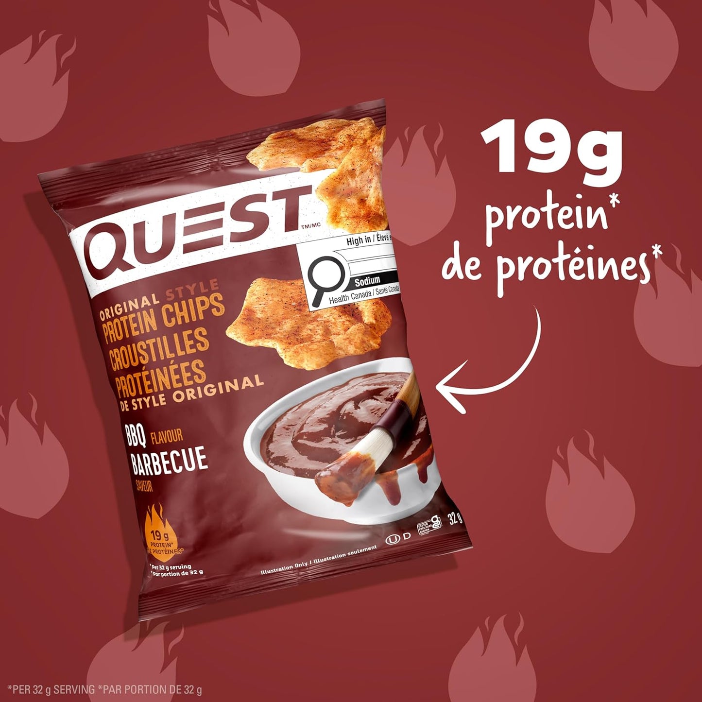 Quest Nutrition Chocolate Chip Protein Cookie, High Protein, High Fibre, Low Sugar, Keto Friendly & BBQ Flavour Original Style Protein Chips, High Protein, Baked, Not Fried