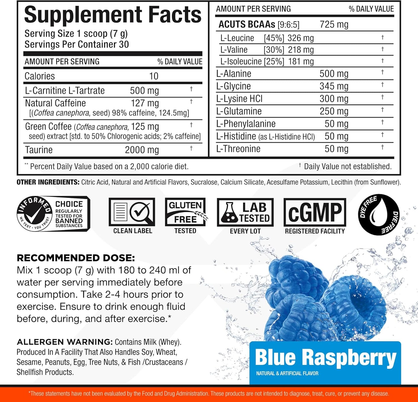 ALLMAX Nutrition ACUTS - 氨基酸粉补充剂,含牛磺酸、左旋肉碱、绿色和 Allmax Nutrition - VITAFORM - 优质 - 男士高性能复合维生素 - 30 天供应 - 60 粒