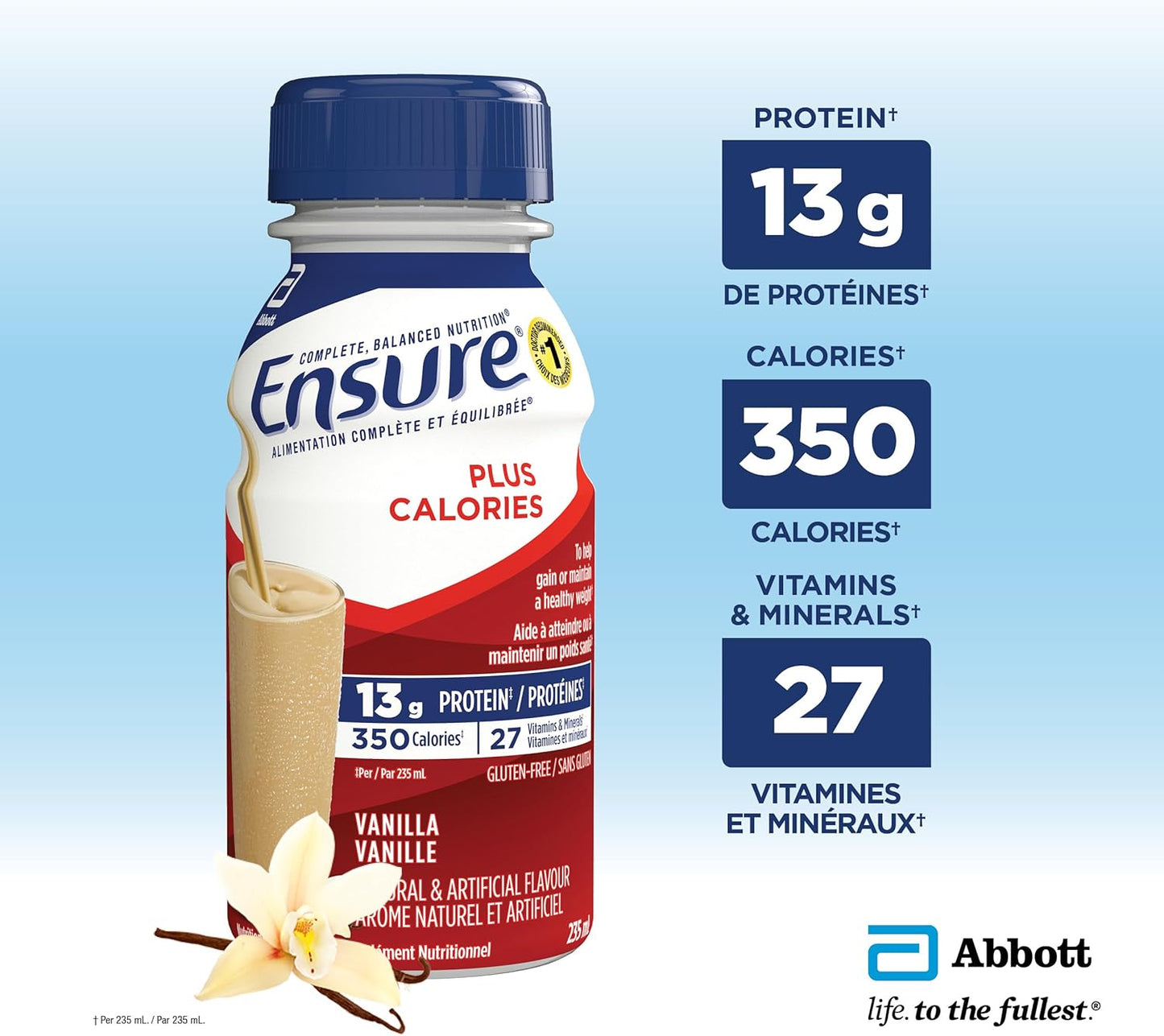 Ensure Plus Calories,营养补充奶昔,帮助健康增重或维持体重,香草味,6 x 235 毫升瓶装