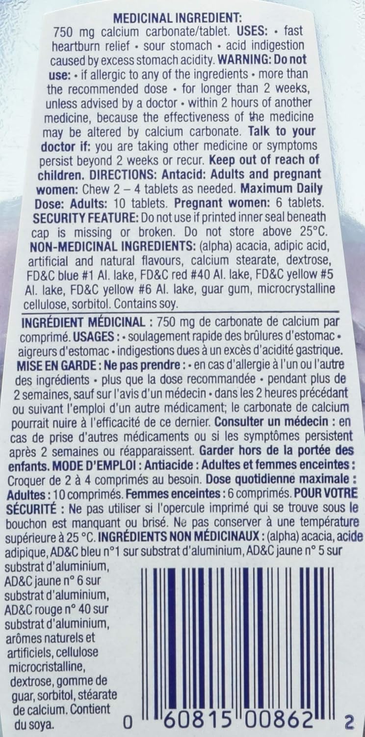 TUMS 強效緩解胃灼熱冰沙,什錦水果味,140 片