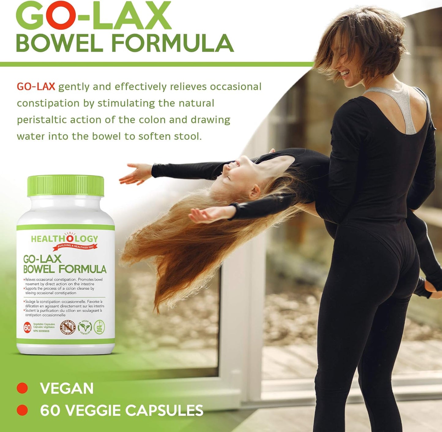 HEALTHOLOGY Go-Lax,腸道配方,天然瀉藥,有效緩解便秘補充劑,60 粒