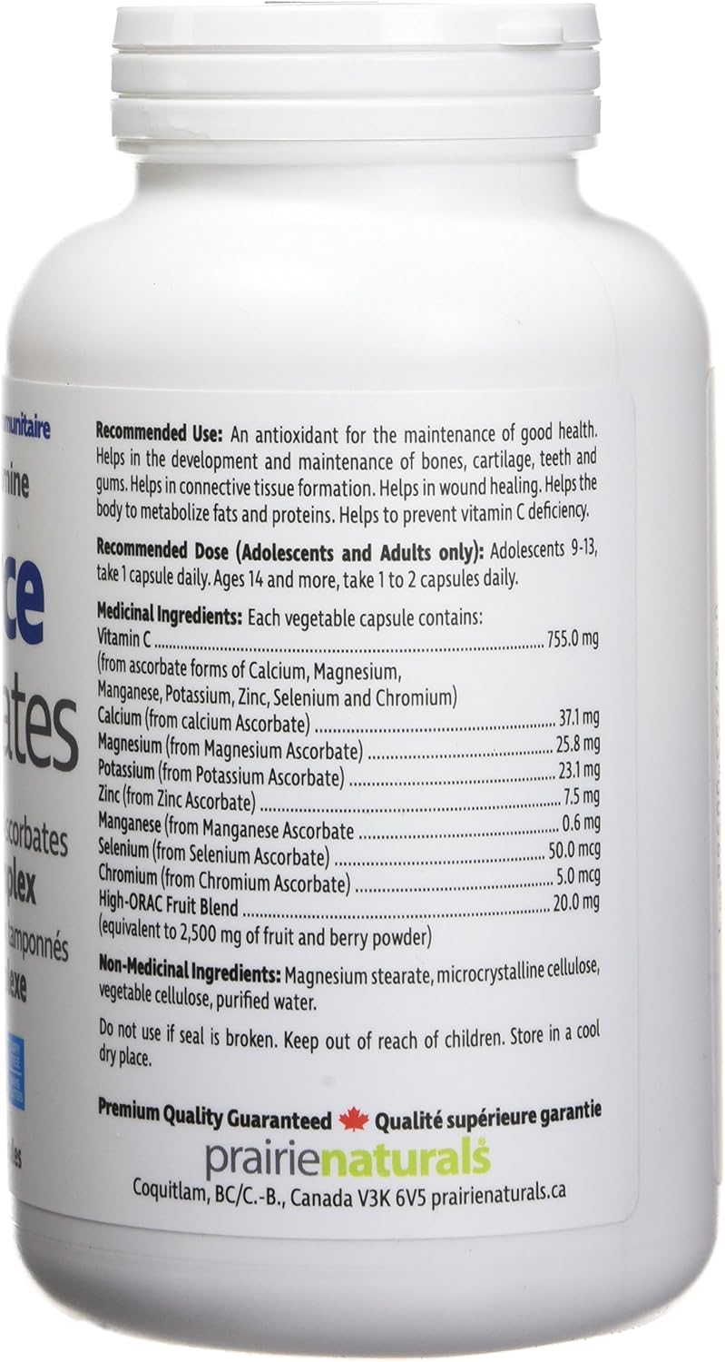 Prairie Naturals 维生素 C Force 矿物质抗坏血酸盐有助于骨骼/软骨/牙齿/牙龈/伤口愈合/和结缔组织的形成,维持肌肉功能,维持身体的……