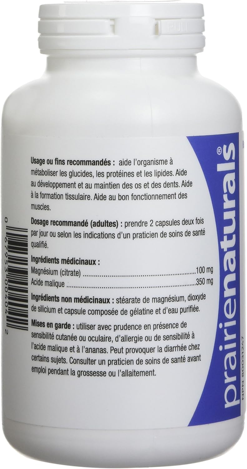 Prairie Naturals Mag force magnesium & malic acid - 180 caps