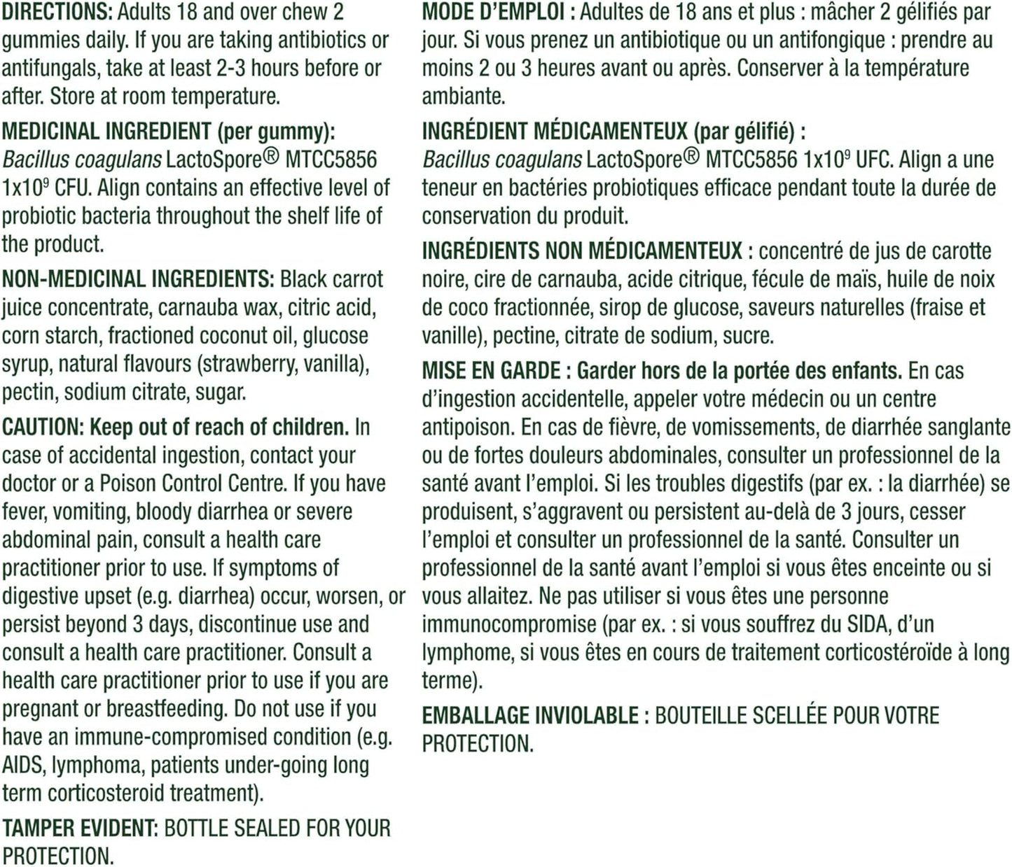 Align 益生菌软糖,男女适用,有助于支持胃肠道健康,采用天然水果口味制成,草莓味,60 粒软糖