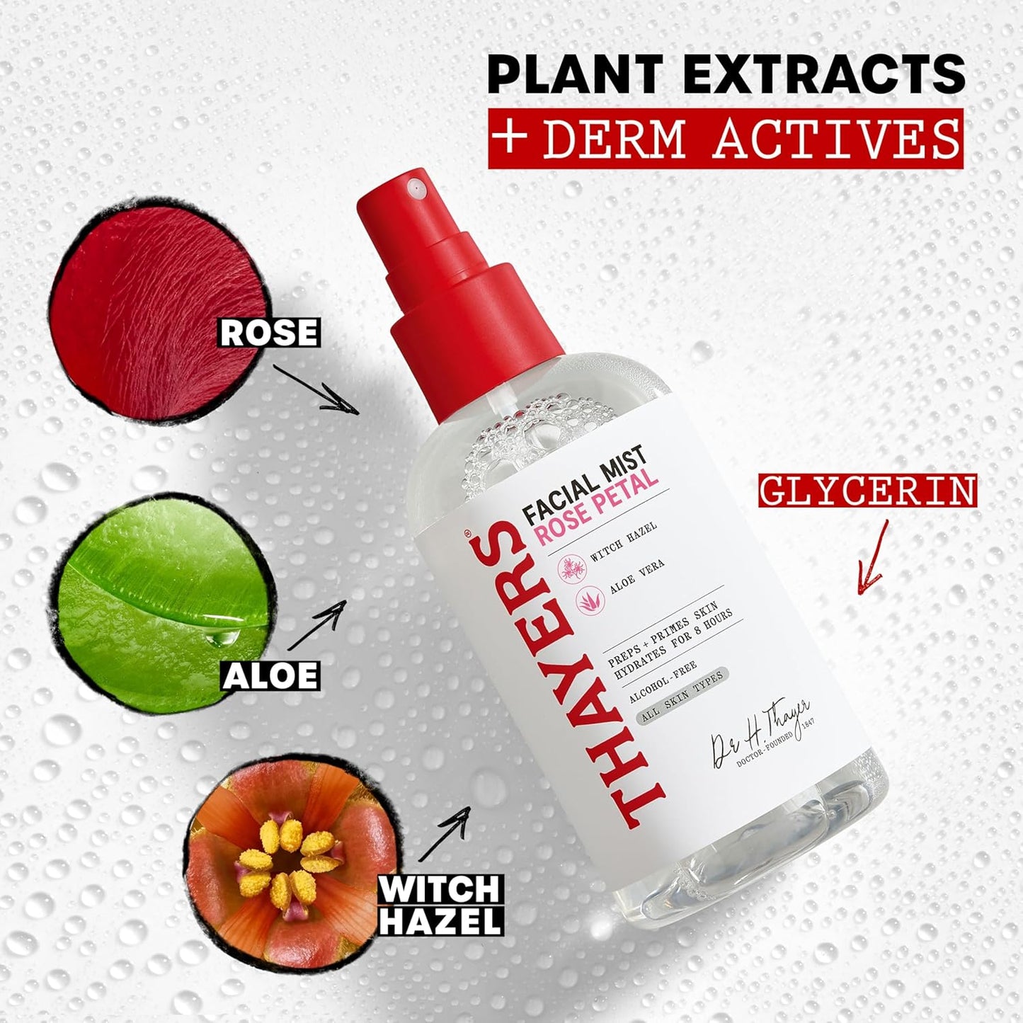 Thayers 無酒精溫和臉部爽膚水,含有機金縷梅和蘆薈,臉部噴霧含玫瑰水,適合乾性肌膚,收縮毛孔,無動物測試,237 毫升