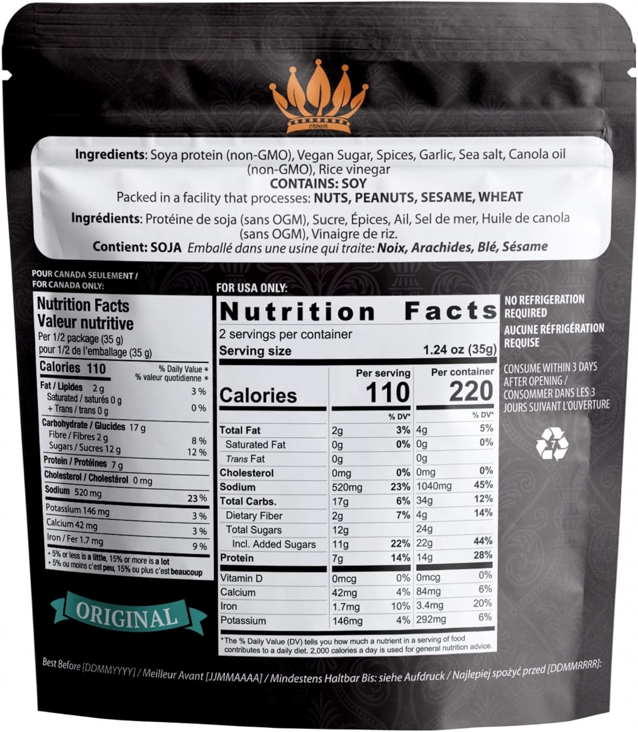 Noble Jerky – Vegan Jerky Snacks, 14g Plant Protein, Non-GMO, High-Protein, 70g Bags, 5-Pack Variety (Teriyaki, Chipotle, Original, 2 BBQ)