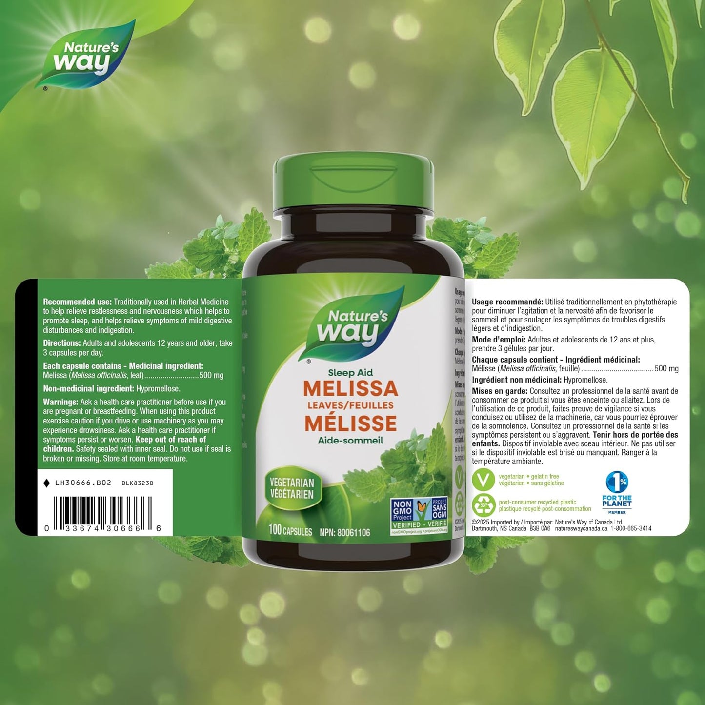 Nature's Way Melissa Leaves, Sleep Aid, 100 Vegetarian Capsules
