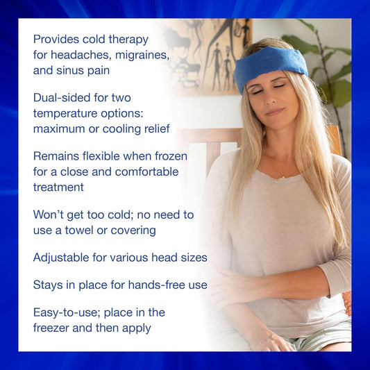 Thera-Med Cooling Headache Relief Band - Fabric Lined Ice Pack for Headache Relief and Migraine Relief - Works On Tension Headaches, Sinus Headaches, Minor Injuries