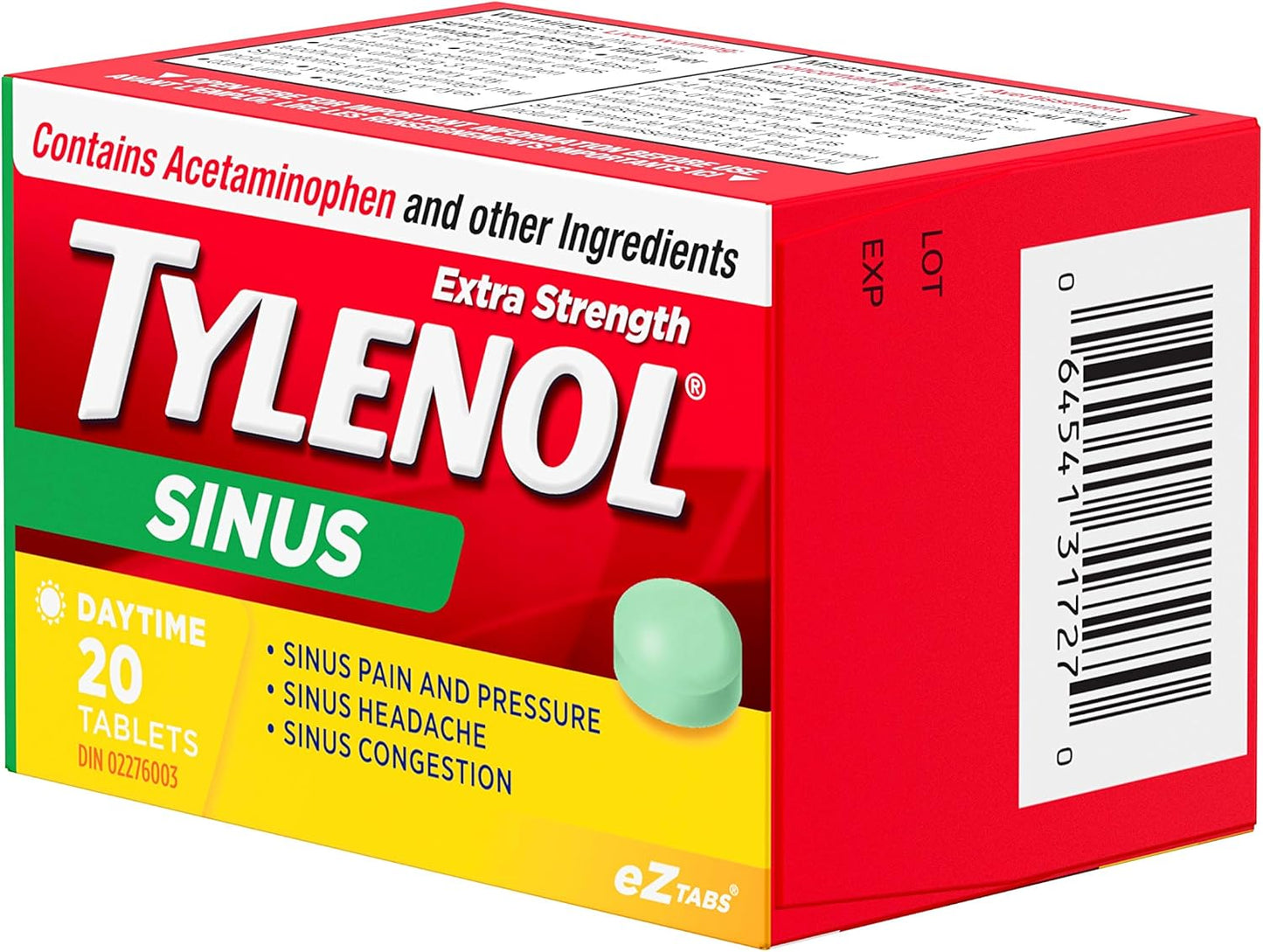 泰諾強效鼻竇舒緩片,緩解鼻竇充血和其他鼻竇症狀,日間,20 片