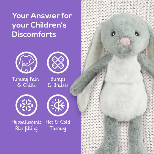 魔法袋 Warmy Theo the Bunny 冷热敷袋,屡获殊荣的舒适治疗伴侣,天然可堆肥,可拥抱疗法,加拿大卫生部注册,多功能健康伴侣