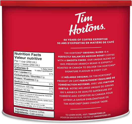 Tim Hortons 100% 阿拉比卡原味混合咖啡,中度烘焙,研磨咖啡,875克