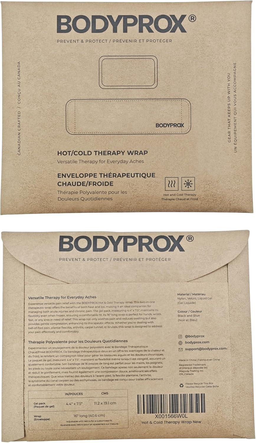 Bodyprox 冷热疗法包裹 - 可重复使用的凝胶包,用于缓解疼痛:非常适合扭伤、肌肉疼痛、瘀伤、受伤等(脚、手臂、肘部、脚踝)。