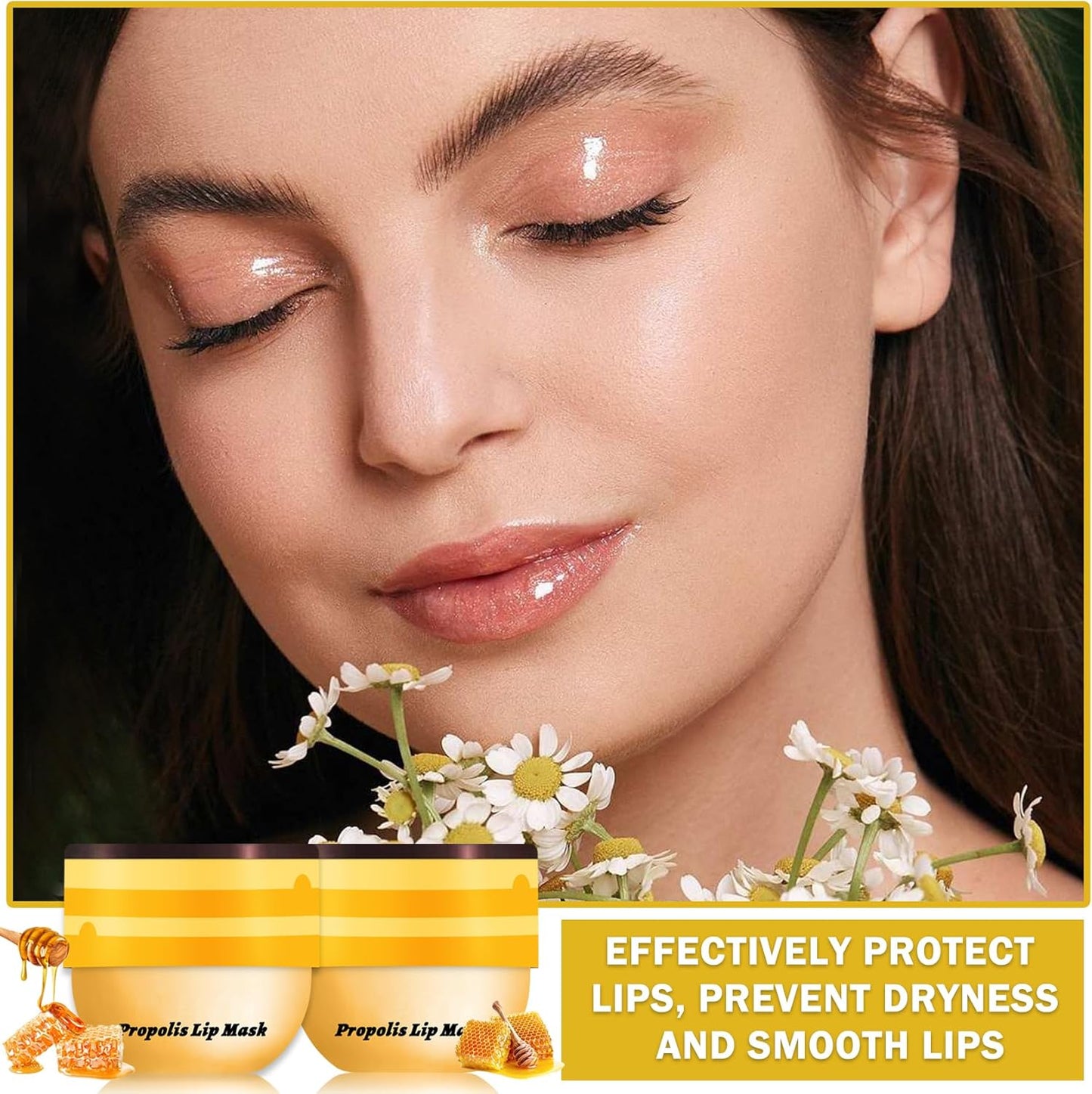 NVLEPTAP 2PCS Bee Lip Balm Honey Pot Honey Lip Balm Moisturizing Honey Lip Mask Lip Care Products Bee Lip Balm with Wand