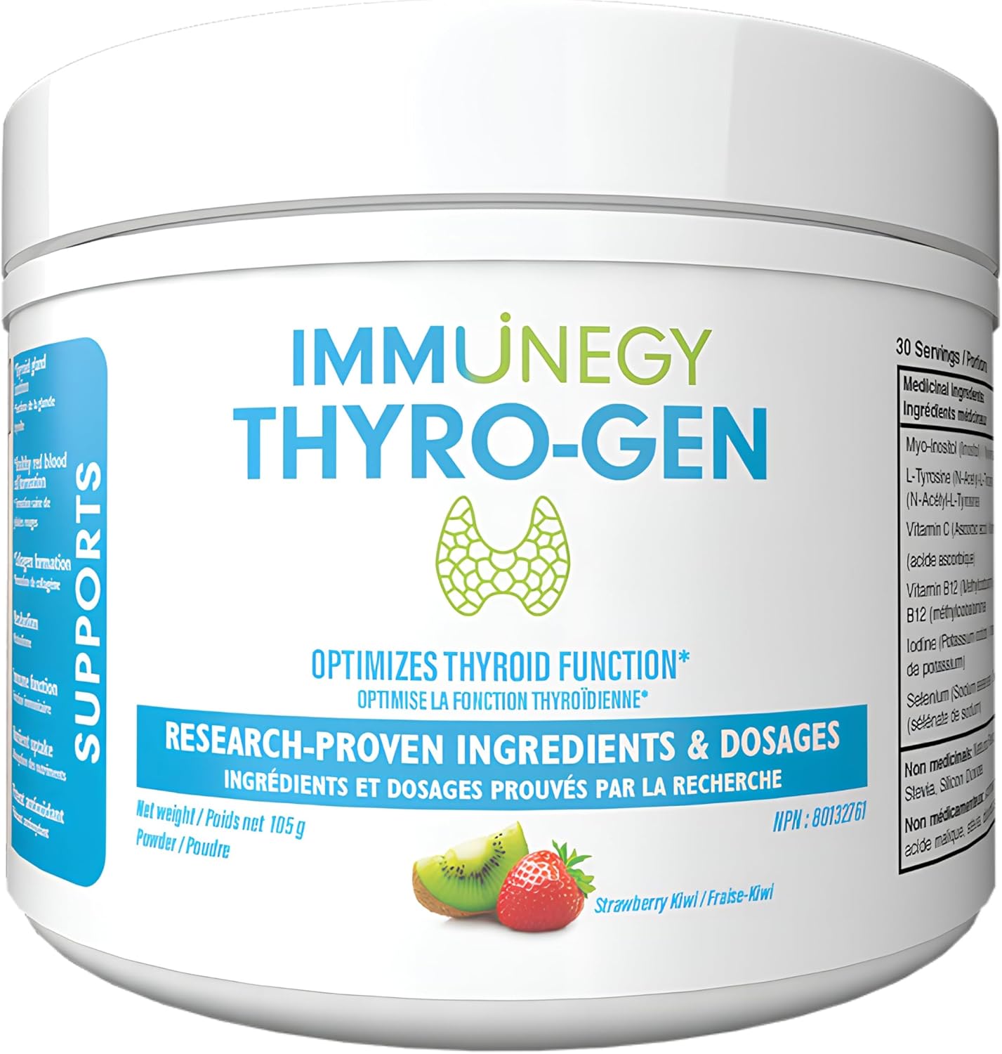 Thyro-Gen, Thyroid Function, Collagen Formation, Metabolism, Strawberry Kiwi, 30 servings