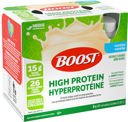 BOOST 15 g High Protein Meal Replacement Drink, Vanilla, 237 ml, 6 Counts ( Pack Of 4 )