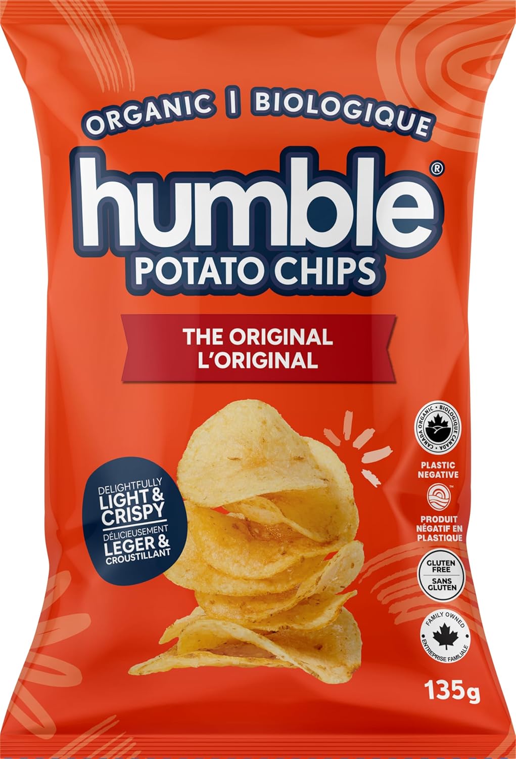 Humble 薯片 - 原味、有机、无麸质、非转基因 - 135克