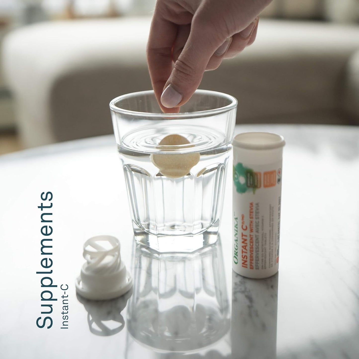 Organika Instant-C 泡騰片 - 桃芒果味,1000 毫克維生素 C,免疫支持片,1 管 x 10 片