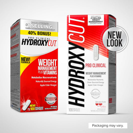 Hydroxycut Pro Clinical Weight Loss Supplements with Apple Cider Vinegar, Burn Calories & Get Naturally Sourced Energy, 50 Servings (100 Pills)