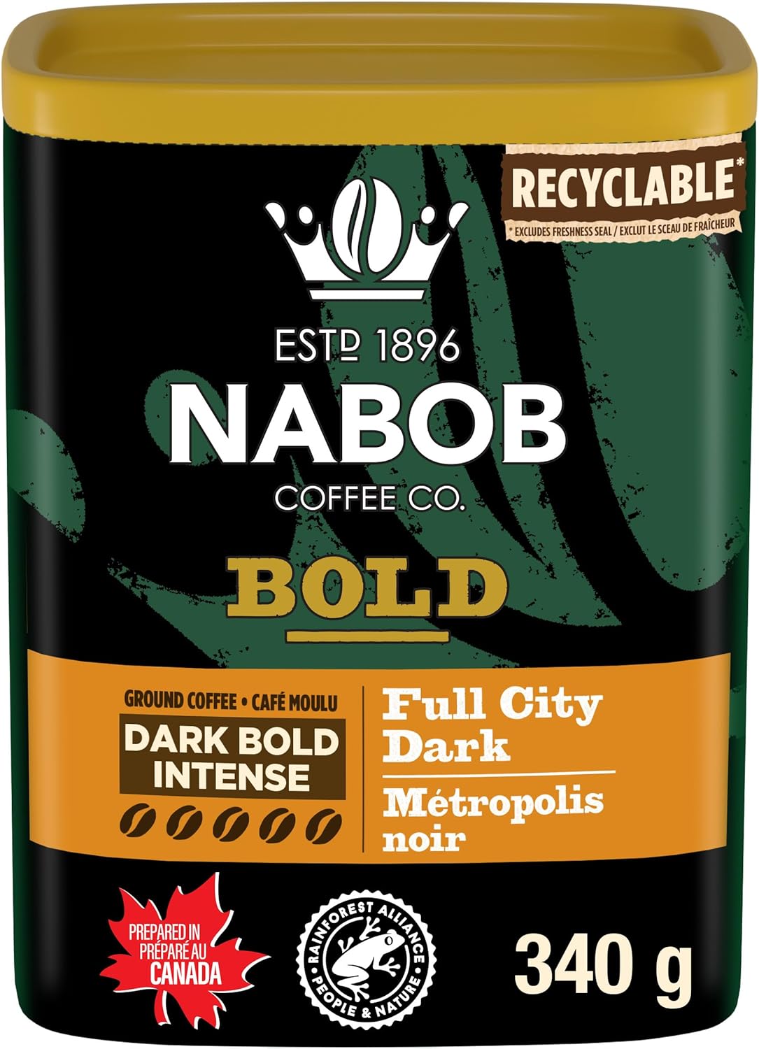 Nabob Dark Bold Roast Full City 深色研磨咖啡,340克罐装