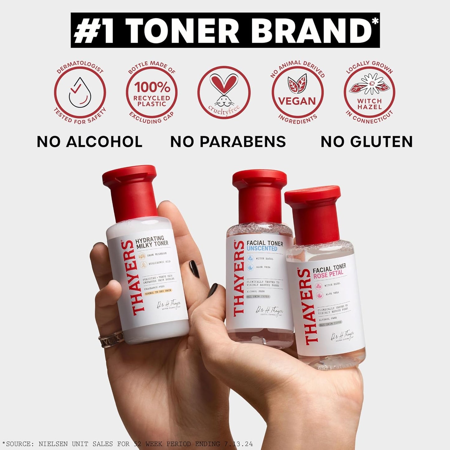 THAYERS Alcohol-Free Witch Hazel Rose Petal Face Toner Skin Care with Aloe Vera, Natural Gentle Facial Toner, for All Skin Types, Travel Format, 89mL