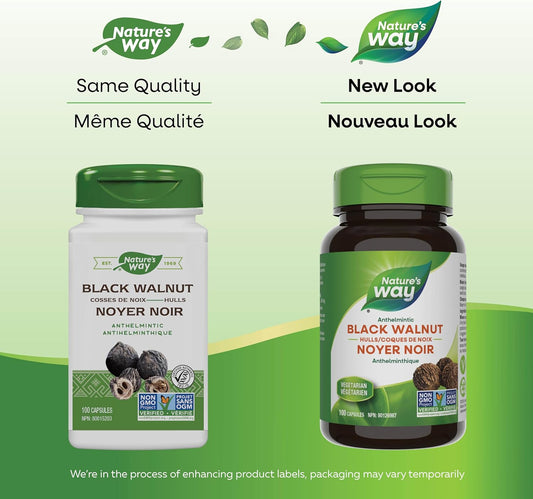 Nature's Way Black Walnut Hulls – Traditionally Used as Vermifuge/Anthelmintic – Helps Expel Intestinal Worms - Non-GMO Certified - 100 Vegetarian Capsules
