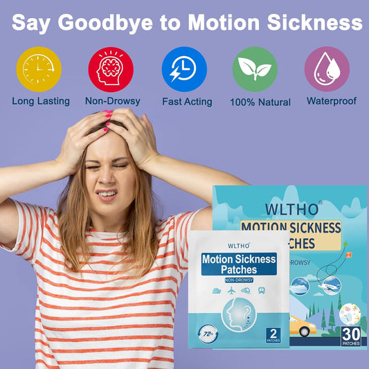 WLTHO 30片晕车贴,不瞌睡,邮轮旅行必备晕船贴,耳后防水贴,定制蝴蝶图案