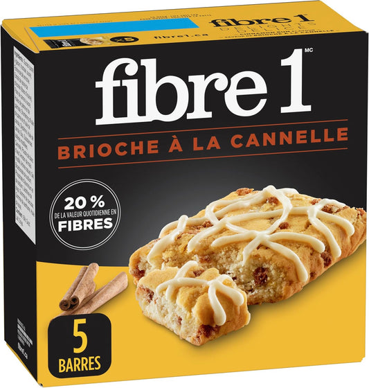 FIBRE 1 Delights Cinnamon Bun Flavour Bars, Naturally Flavoured, Snack Bars, Pack of 5 Cinnamon Bun Bars