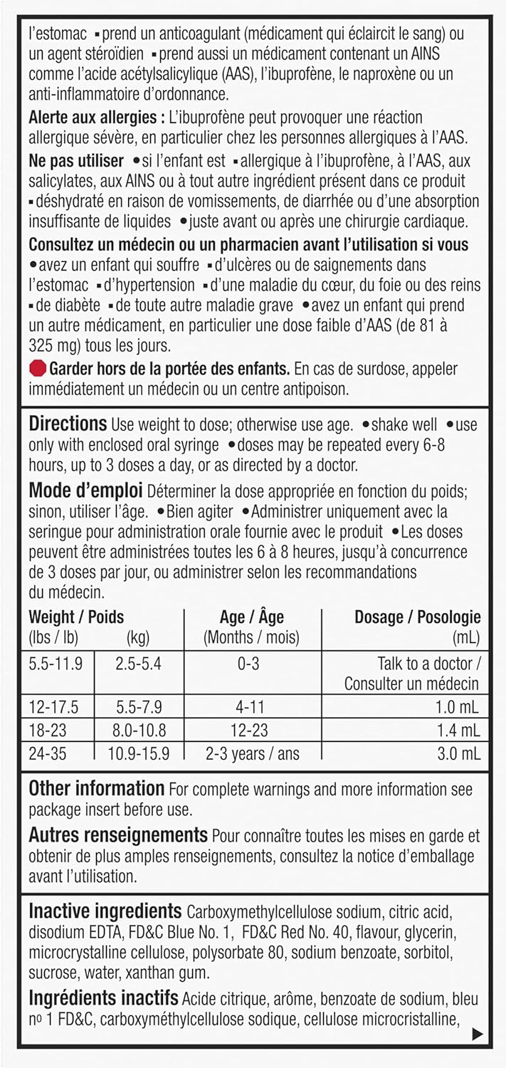 Advil Pediatric Drops Fever and Pain Reliever for Infants, Grape Flavour, 24 mL