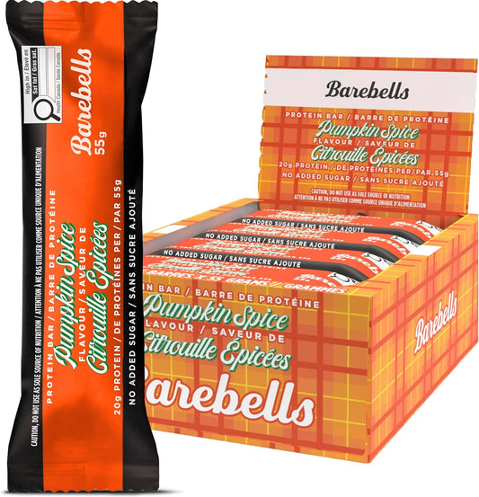 Barebells Protein Bars Pumpkin Spice - 12 Count, Protein Snacks with 20g of High - Chocolate Bar with 1g of Total Sugars - On The Go Snack & Breakfast Bars (12x55g) (NEW LIMITED EDITION)