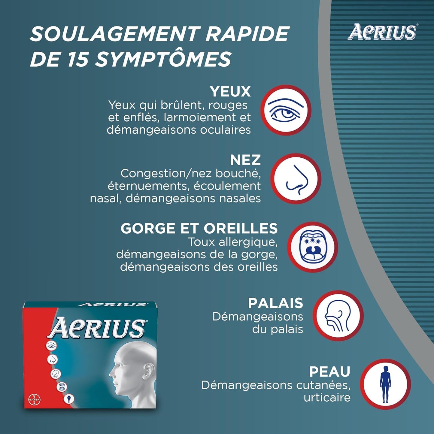 AERIUS Allergy Medicine, Fast Relief, 24-Hour, Non-Drowsy, 15 Symptoms, 70 Tablets