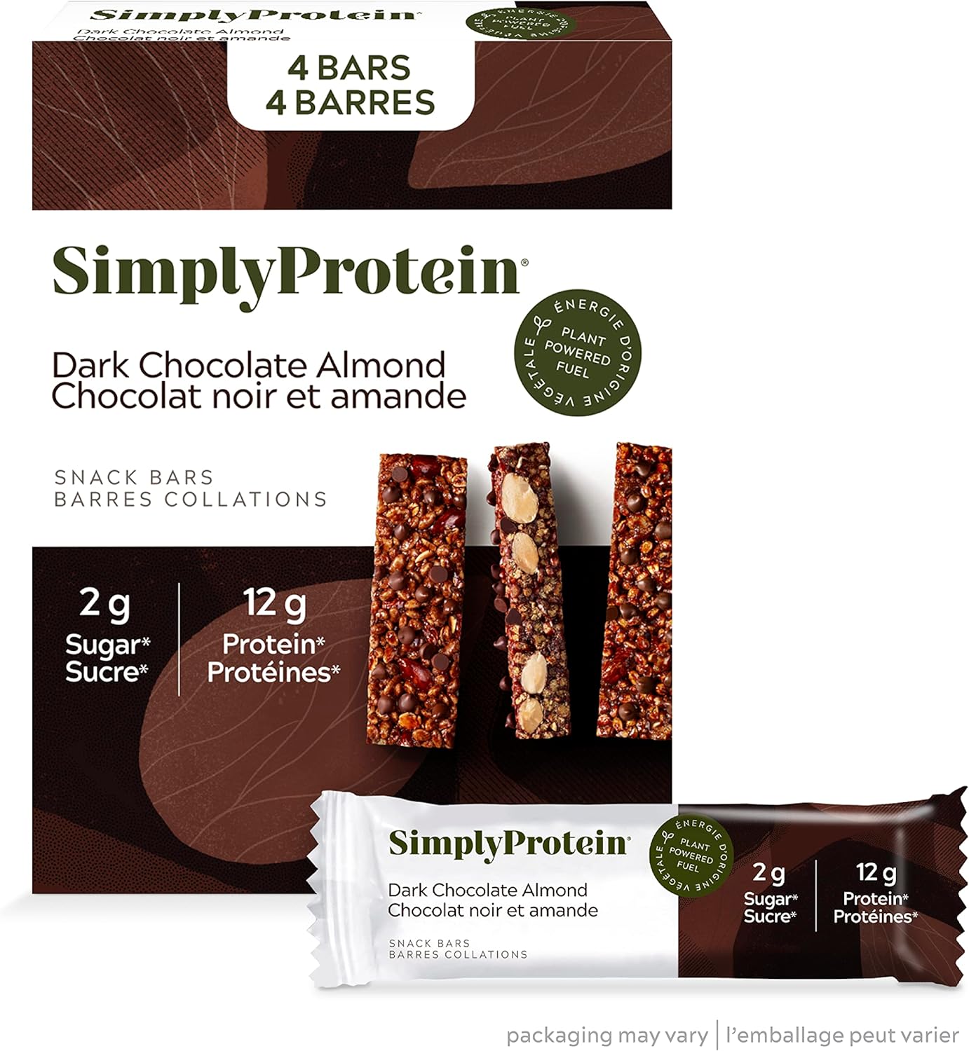 Simply Protein Ready-To-Drink Chocolate Plant Protein Shake, 330mL Bottle, Pack of 4, High Protein & Dark Chocolate Almond Protein Bars, Gluten Free, Vegan, High Protein Snacks, 4 Count