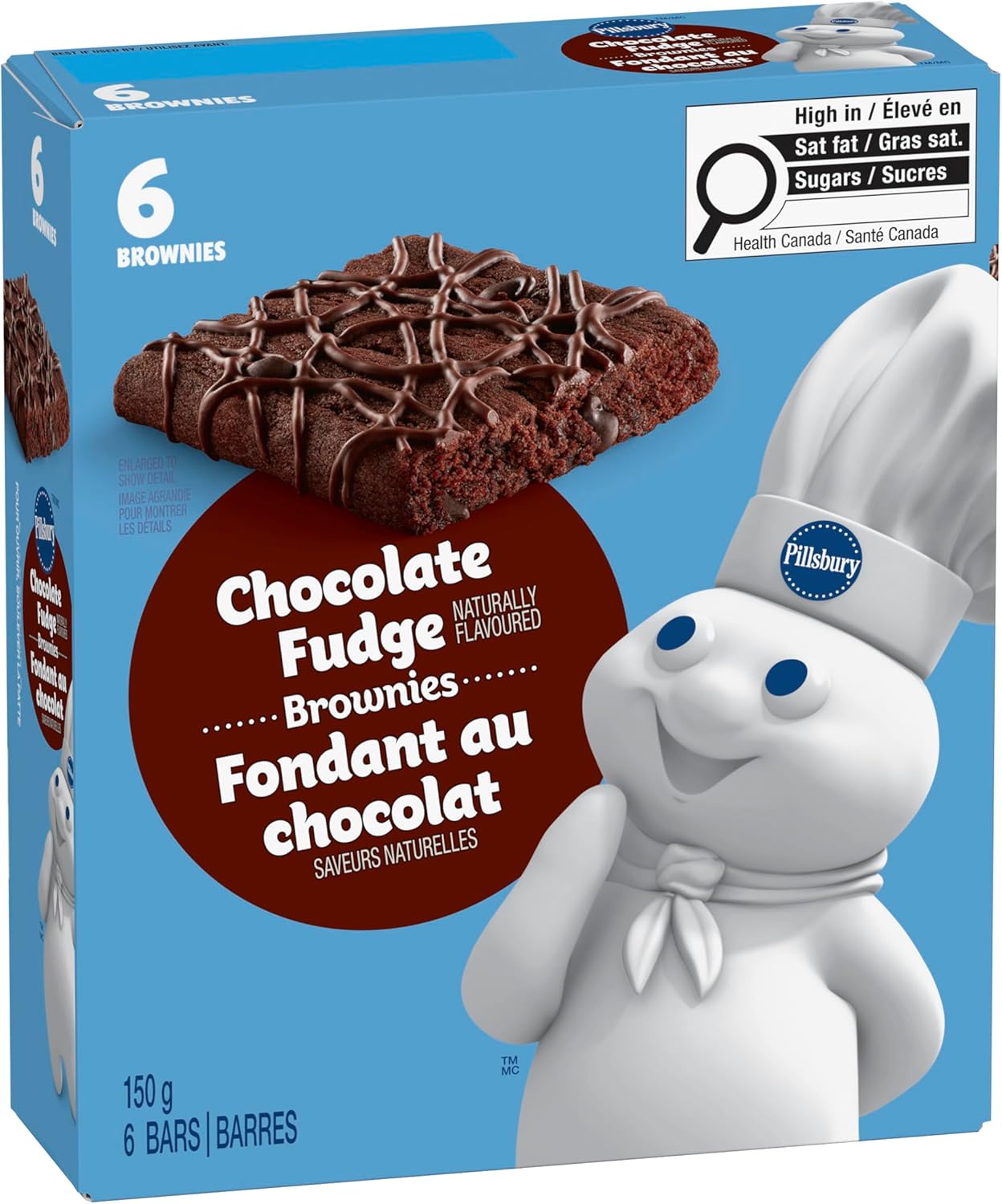 皮尔斯伯里巧克力软糖布朗尼棒,6条装,零食棒