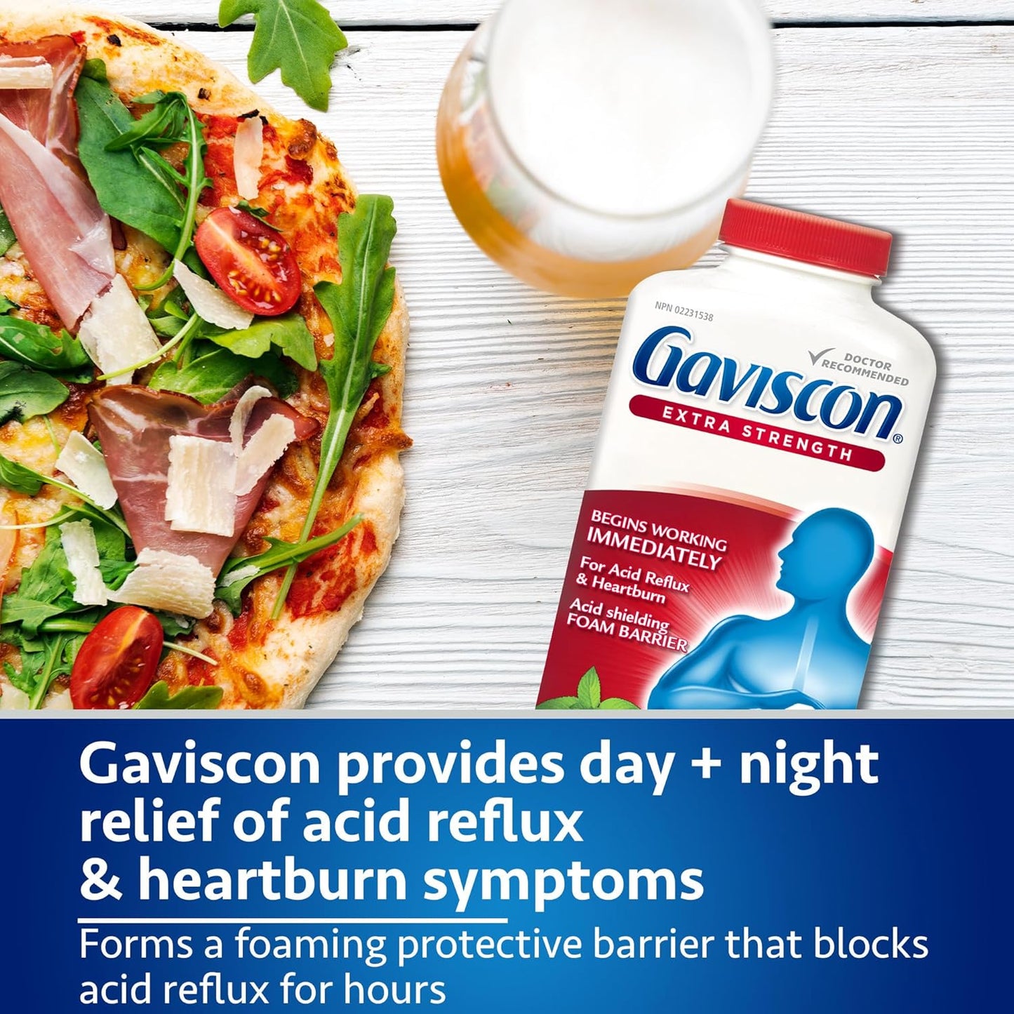 Gaviscon Extra Strength Tablets - 25 Count - Chewable Foaming Antacid Tablets for Day and Night Heartburn Relief, Acid Reflux and GERD Relief, Fruit Blend - Free of Aluminum, Lactose and Gluten