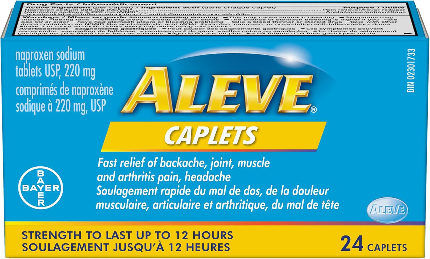 ALEVE Pain Relief Caplets, Up To 12-Hour Relief, Naproxen Sodium 220mg, 24 Caplets