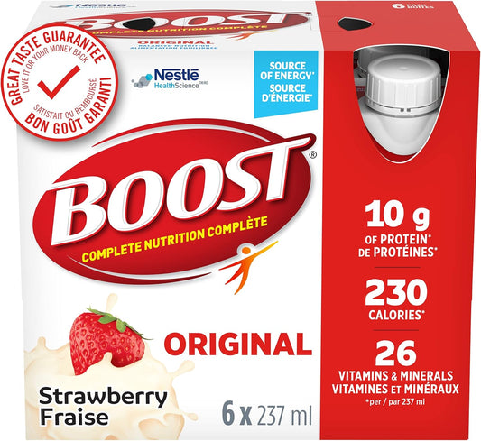 BOOST Original Meal Replacement Drink, Strawberry, 6 x 237 ml (Pack of 4)- PACKAGING MAY VARY & Original Meal Replacement Drink, Chocolate, 24 x 237 ml - PACKAGING MAY VARY