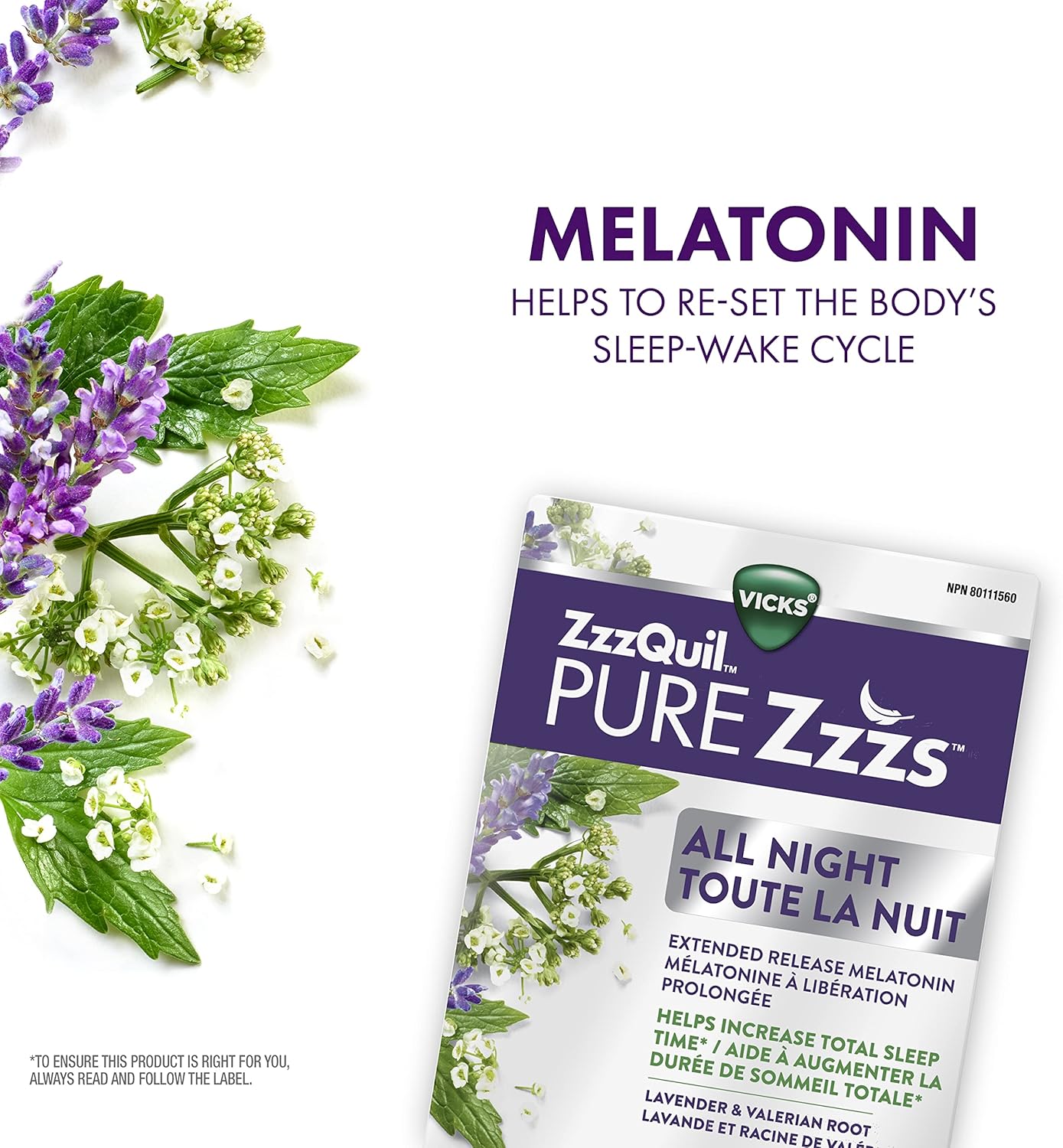 Vicks ZzzQuil PURE Zzzs 夜間緩釋褪黑素助眠片,成人適用,每片含 2 毫克,21 片