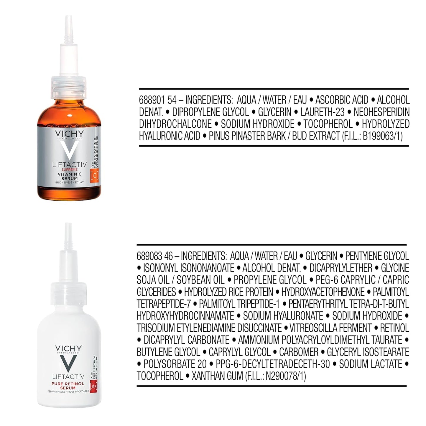 Vichy LiftActiv 15% Vitamin C Serum for Face with Hyaluronic Acid, Vitamin E & Polyphenols or BUNDLE with B3 5% Niacinamide Serum Facial Moisturizing Serum, Safe for Sensitive Skin, 20ML