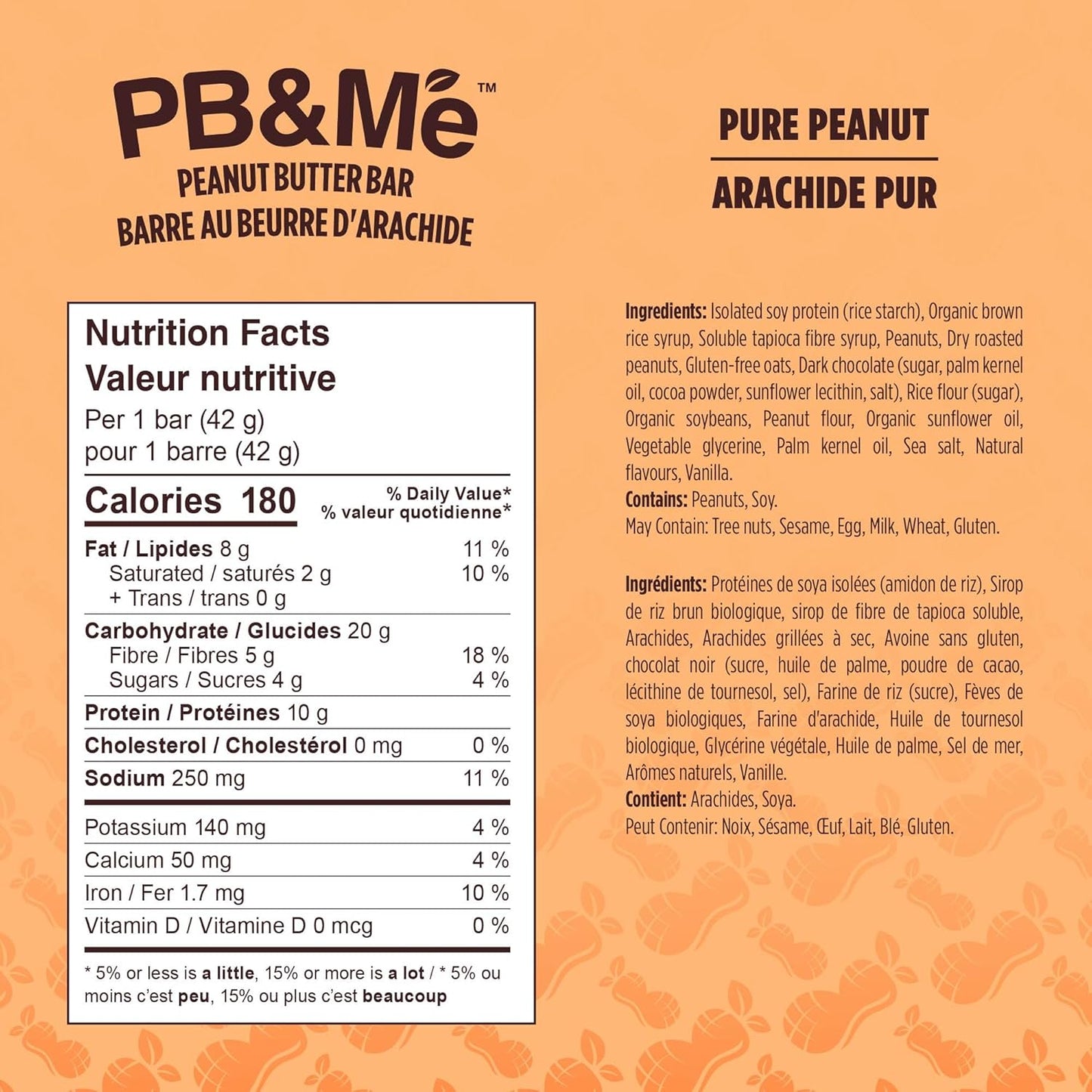 PB&Me Peanut Butter Protein Bars – Pure Peanut, 10g Protein, Low Sugar, High Fiber, No Artificial Sweeteners or Preservatives, Meal Replacement, 5-Pack, Snack Bars for Work, Gym & Travel