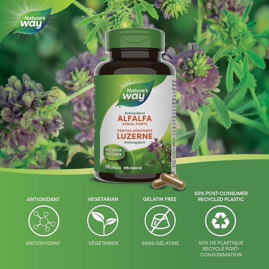 Nature's Way Alfalfa Leaves, Provides Antioxidants to Help Support Overall Health & Wellbeing, 100 Vegetarian Capsules