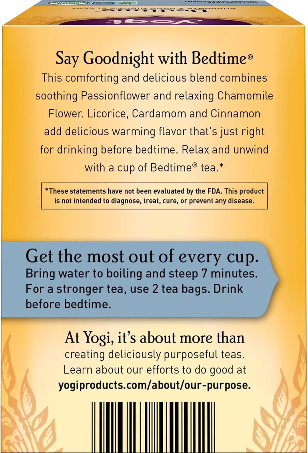 Yogi Tea Organic Bedtime - Herbal Supplement, 16 Count per Box (Pack of 6), Bedtime Herbal Tea, 96 Count