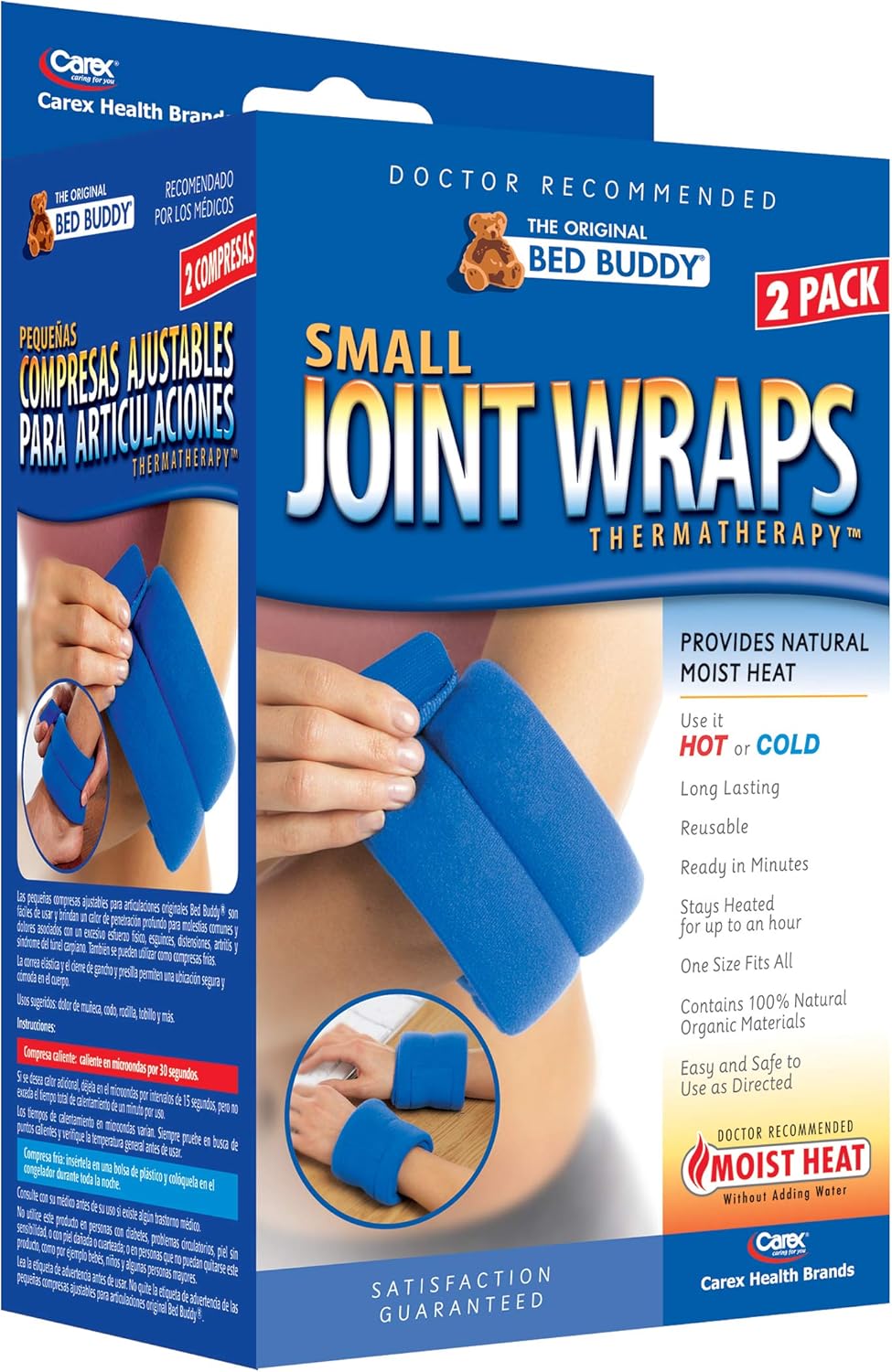 Bed Buddy 关节敷贴 - 冷热疗法,缓解肌肉疼痛和关节疼痛 - 小型加热垫,适用于膝盖、手腕、肘部、脚踝、手臂或腿部,2 个