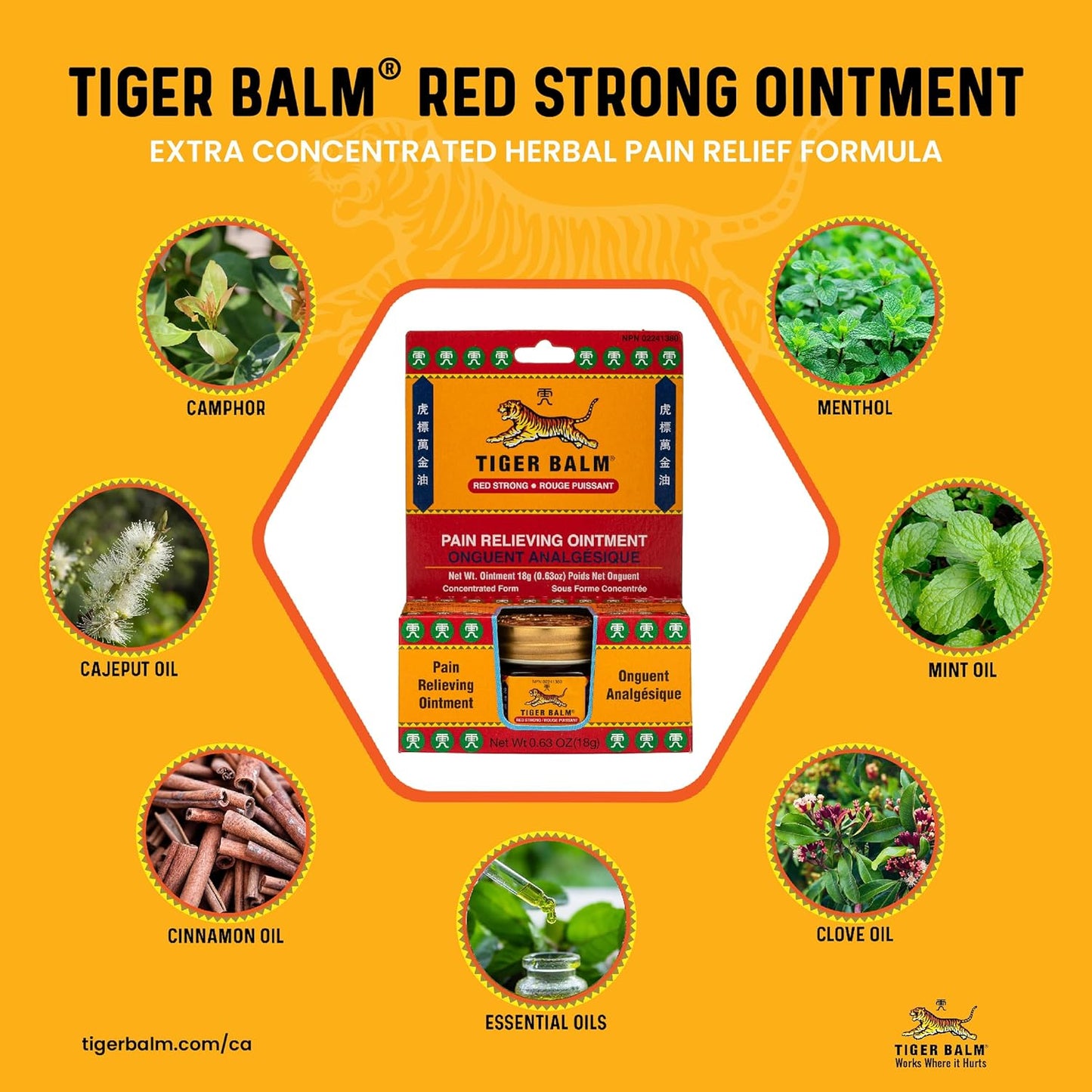 Tiger Balm Pain Relieving Red Extra Strength, 18g – Relief for Sore Muscles – Extra Strength Rub – Tiger Balm Extra Strength – Tiger Balm Ointment