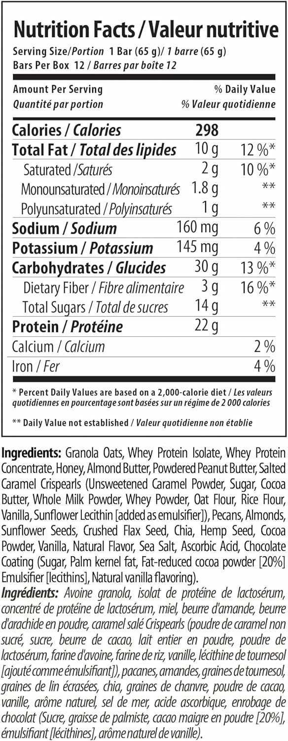 Nutrabolics Feed Bar, Salted Caramel Pecan, Real Food Protein Bar, 12 Bars