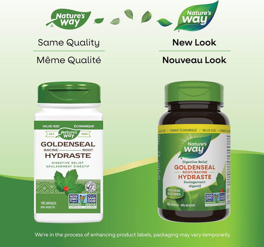 Nature's Way Goldenseal Root – Relieve digestive upset - Aid Digestion – Mild Laxative - Non-GMO - 100 Vegetarian Capsules, Value Size