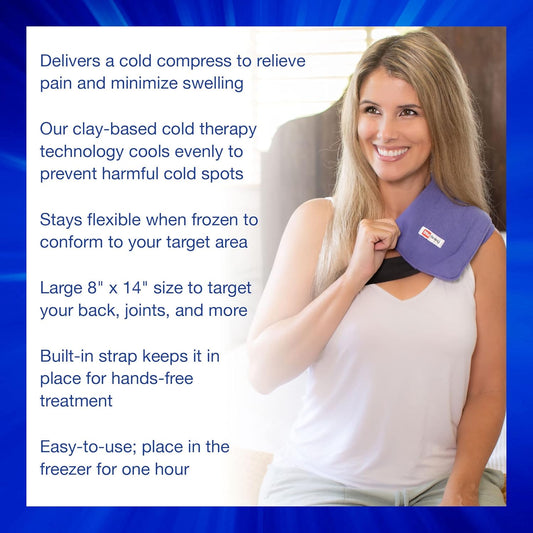 Thermipaq ICY Cold Pain Relief Wrap - Large 8x14 Thermal Clay Knee Ice Pack Wrap for Knee Pain Relief - Long Lasting - Adjustable Strap for Shoulders, Neck Pain Relief, Back Pain Relief, & Elbow
