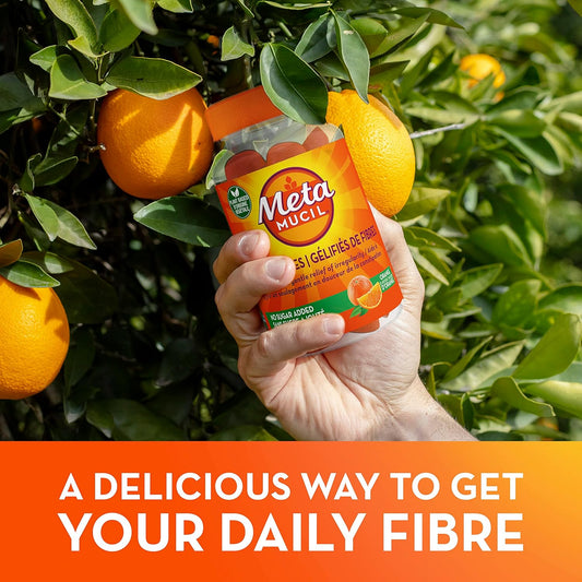 Metamucil Fibre Gummies, No Sugar Added, Daily Supplement, Prebiotic Plant-Based Fibre Blend, Orange Flavour, 72 Gummies