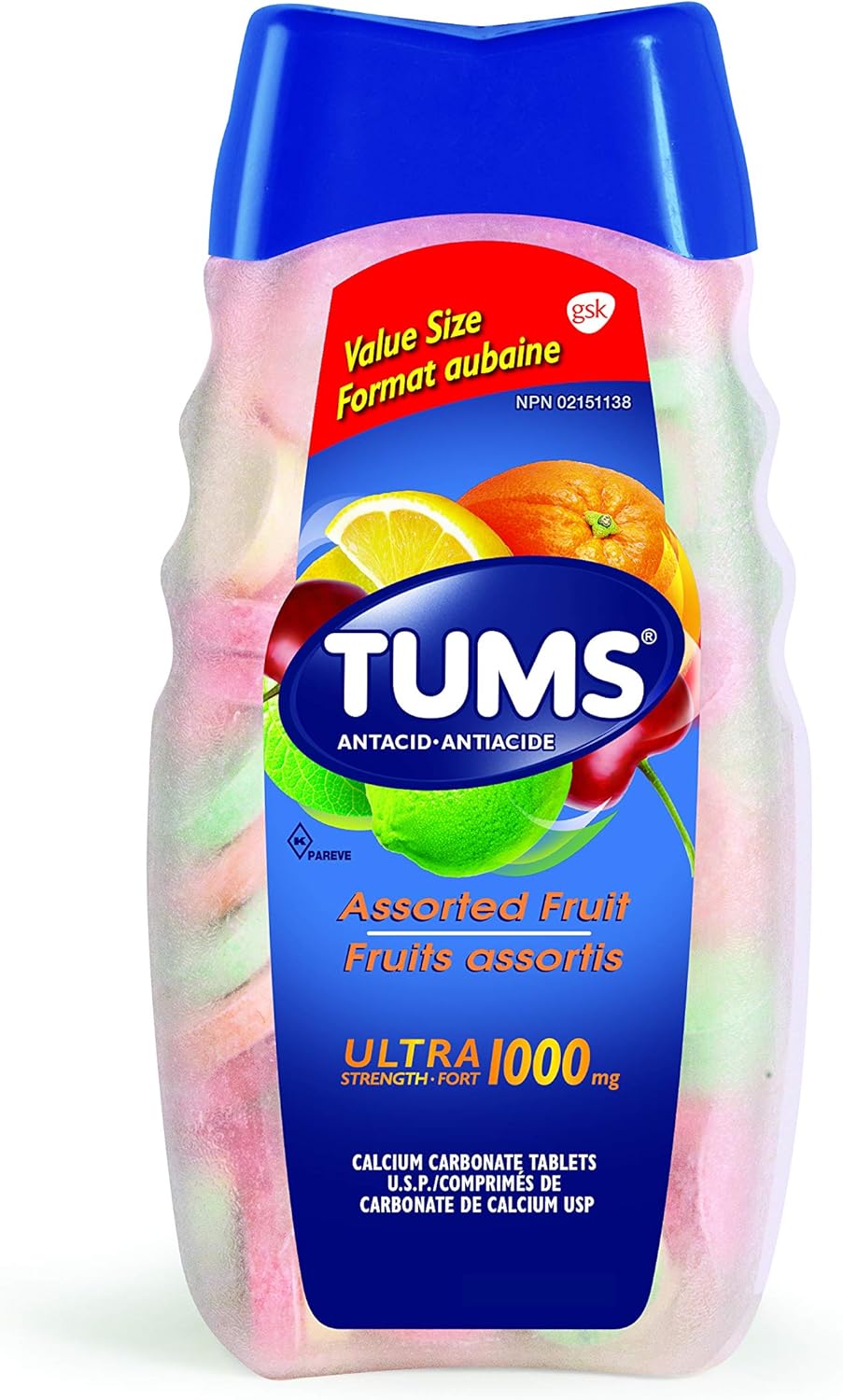 TUMS 超強抗酸劑(用於緩解胃灼熱)什錦水果味,160 片 & 特強冰沙(用於緩解胃灼熱)什錦水果味,140 片