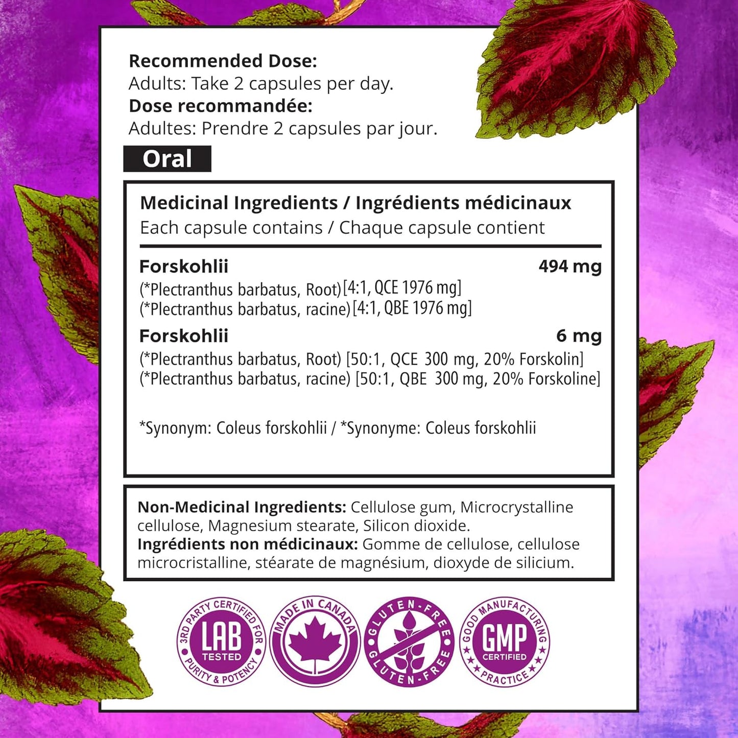 EBYSU Forskolin Extract (Made in Canada) – Helps Support Cardiovascular Health - 90 Capsules Supplement for Women and Men - 45 Day Supply
